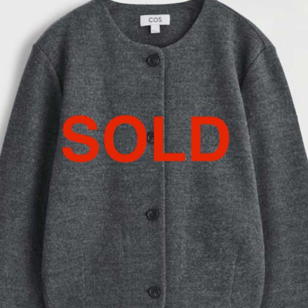 NWT COS Charcoal Boiled Merino Wool Sweater Cardigan Jacket sold out online